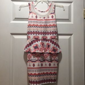 Very cute Pink Crush girls peplum patterned dress